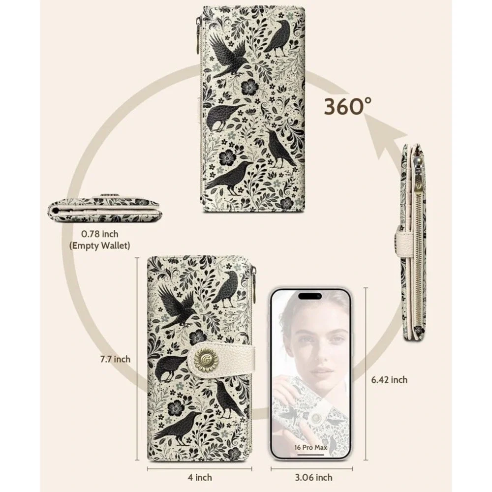 Crows Flowers NEW Wallet RFID Blocking Credit Card Holder Organizer